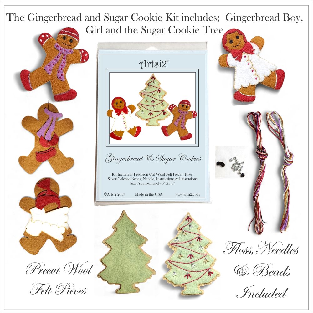 Gingerbread and Sugar Cookie Ornaments Stitch Kit By Artsi2 - Image 2