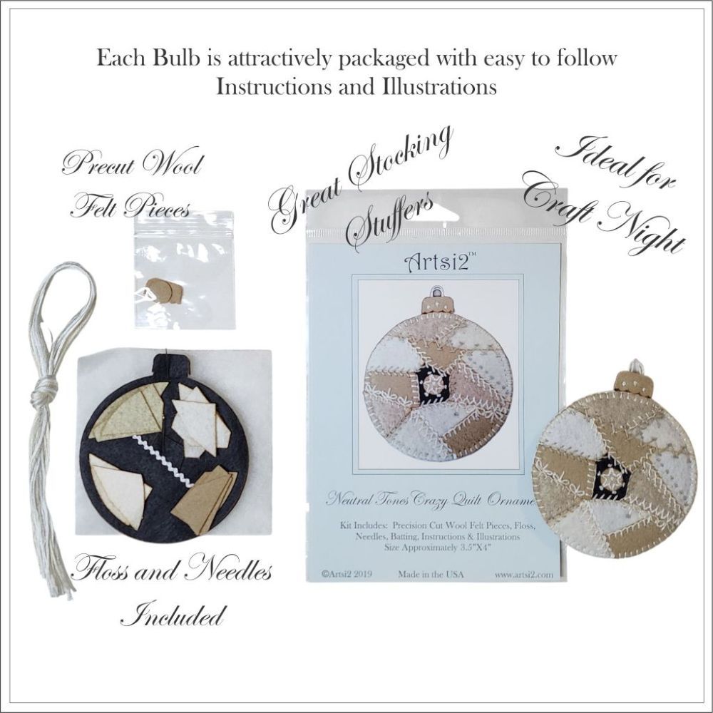 Artsi2 Neutral Christmas Ornament DIY Embroidery Kit for Adults - Image 2