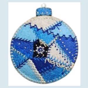 Artsi2 Hand Embroidery Blue Christmas Ornament DIY Kit for Adults