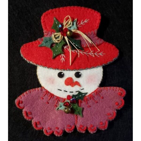 Charlotte Wool Applique Snow Woman Stitch Kit By Artsi2 - Image 3