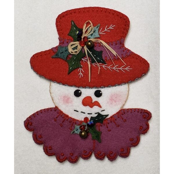 Charlotte Wool Applique Snow Woman Stitch Kit By Artsi2 - Image 4