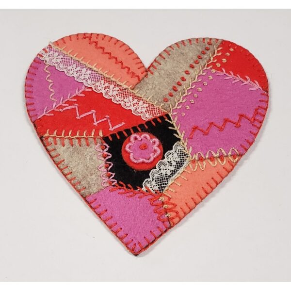 Crazy Quilt Heart Wool Applique Stitch Kit - Calypso By Artsi2 - Image 3