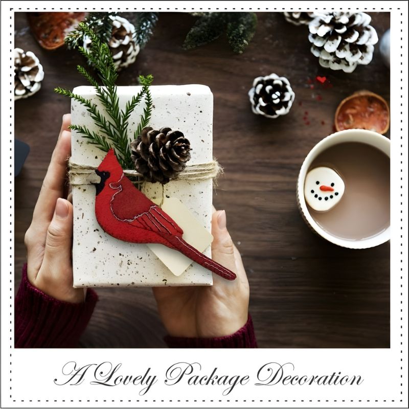 Cardinal ornament adorning a gift box