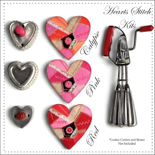 Crazy quilt hearts easy embroidery stitch kit