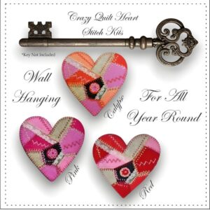 crazy quilt hearts easy embroidery stitch kits
