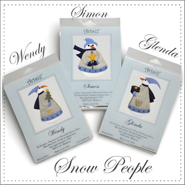 Individual hand embroidery kits of Snow People