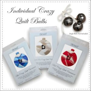 Individual Crazy Quilt Christmas Bulb Kits in 3 colors - Red, Blue & Neutral