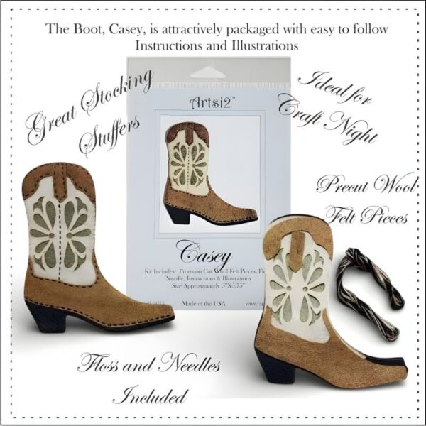 Casey cowboy boot embroidery kit contents