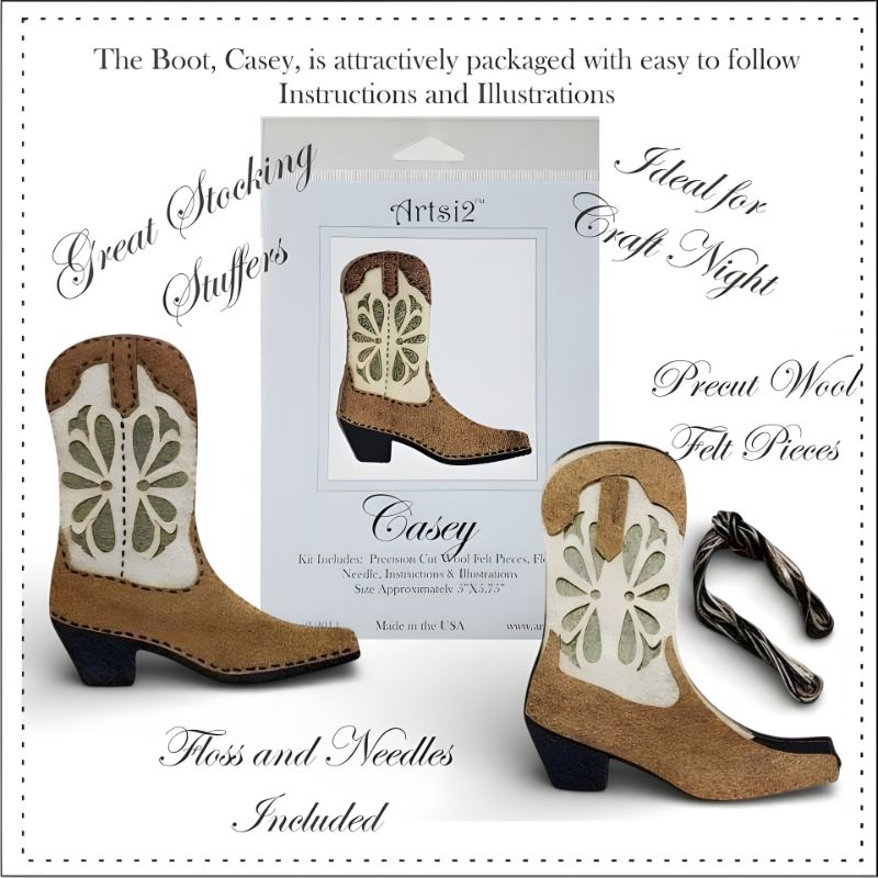 Casey cowboy boot embroidery kit contents