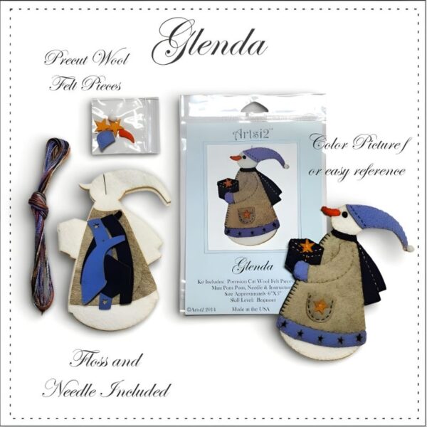 Glenda Snow Woman easy hand embroidery kit contents