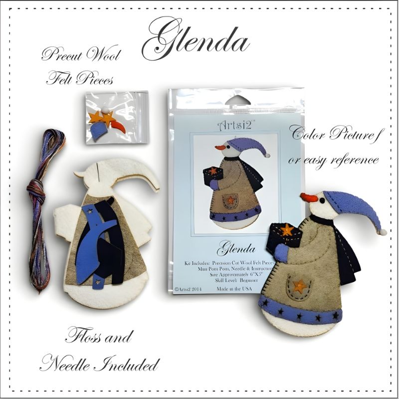 Glenda Snow Woman easy hand embroidery kit contents