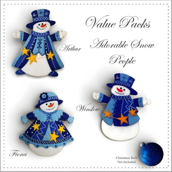 Stitch Kits with 3 different snow people in the Value Pack