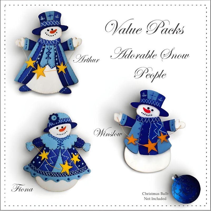 Stitch Kits with 3 different snow people in the Value Pack