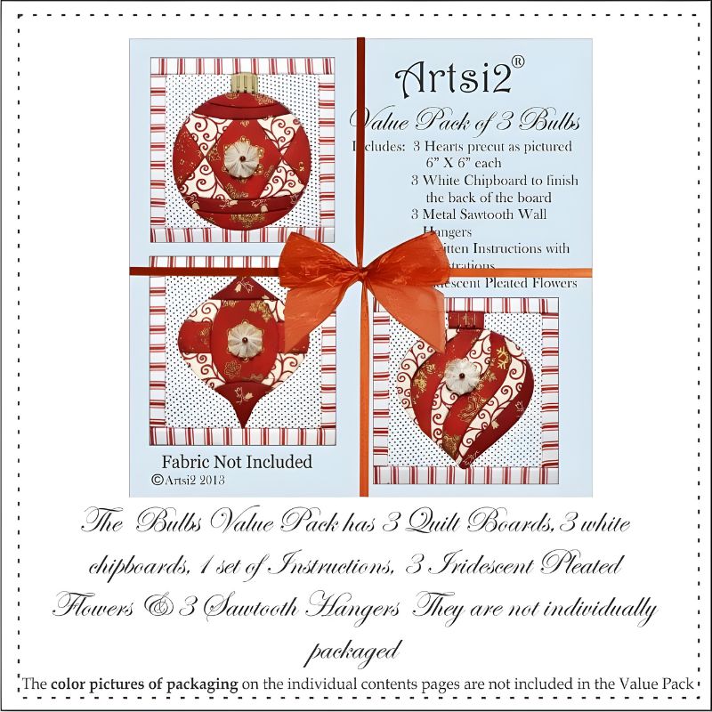 Value Pack with 3 Christmas Bulbs wrapping in red ribbon with a bow