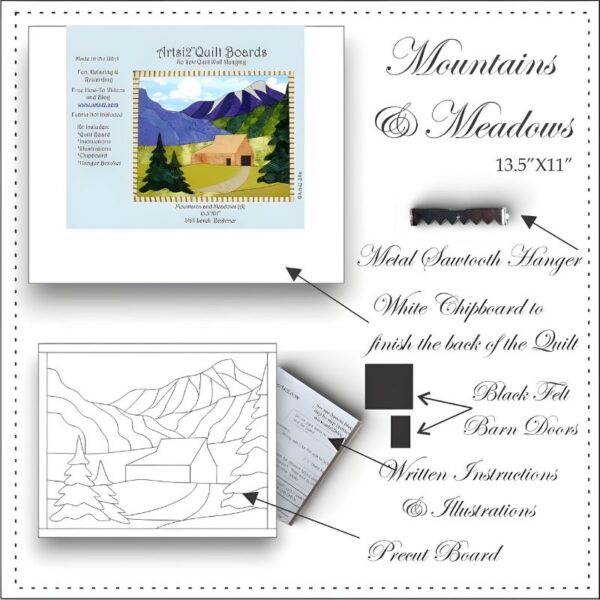 Mountains and Meadows quilting without sewing kit contents