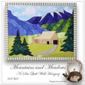 Beautiful Mountain landscape quilt with primitive tea pot