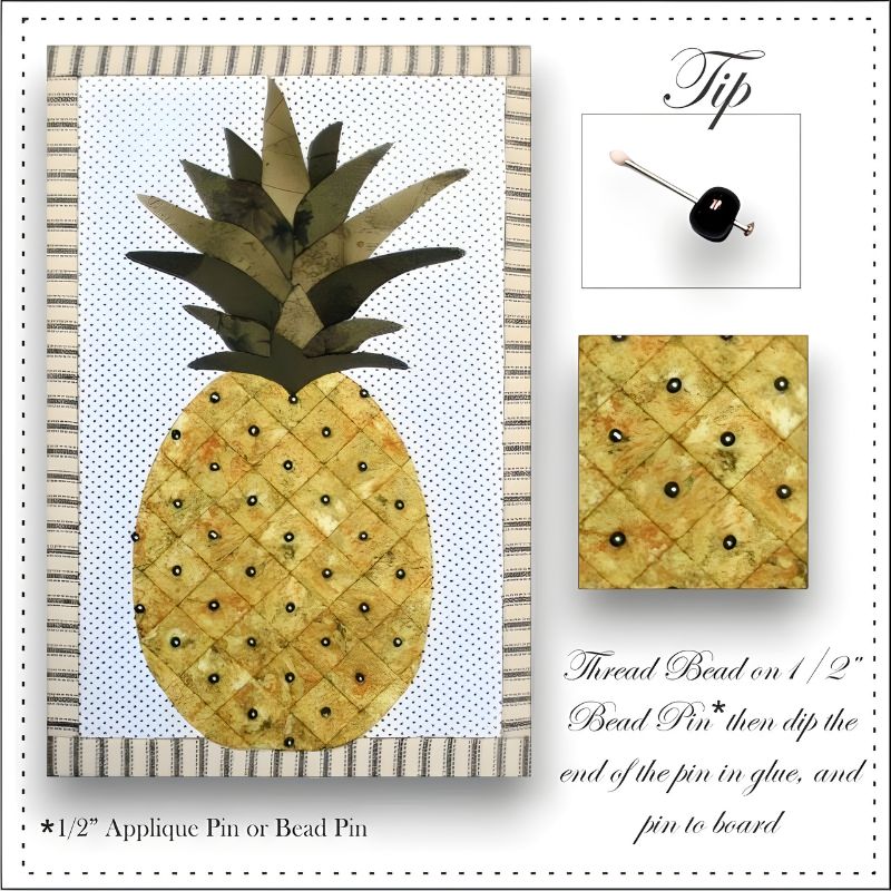 Picture shows a Pineapple Quilt with a Tip on how to add embellishments