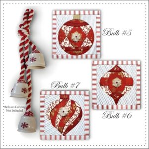 3 Quilted Christmas Bulbs in the Value Pack decorated with a cording and bells