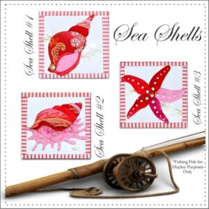 Sea Shell quilts with a vintage fishing pole
