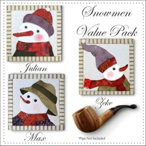 Snowmen Value Pack No Sew Quilt kit with vintage pipe as a decoration