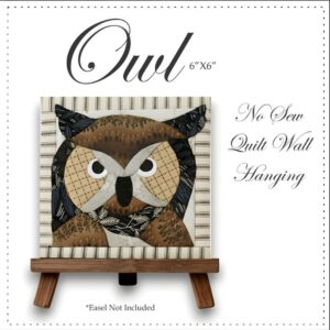 owl no sew quilt on wood easel
