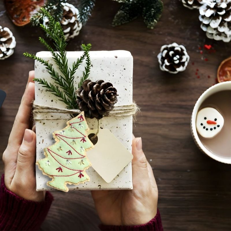 Easy embroidery stitch kit Sugar cookie Christmas Tree adorning gift package