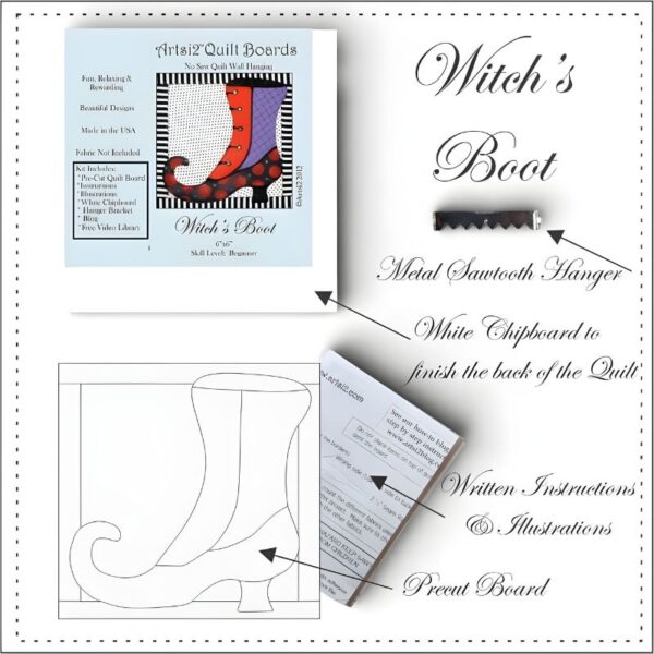witch's boot quilting without sewing kit contents