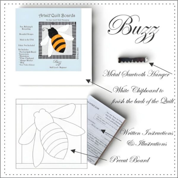 Buzz the Bee Quilting Without Sewing kit contents