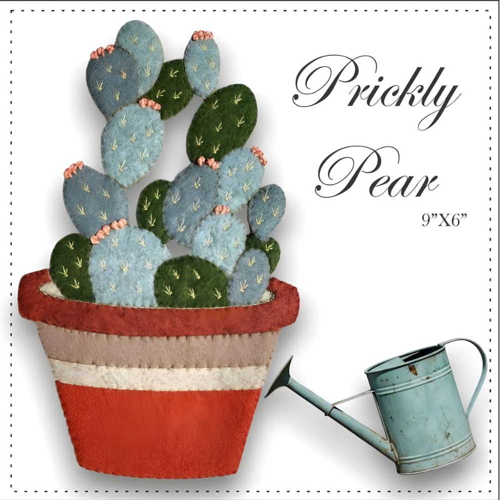 The Prickly Pear Cactus embroidery with a watering can