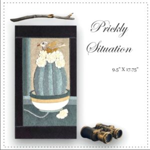 Prickly Situation Wool Felt Kit completed with vintage bird binoculars