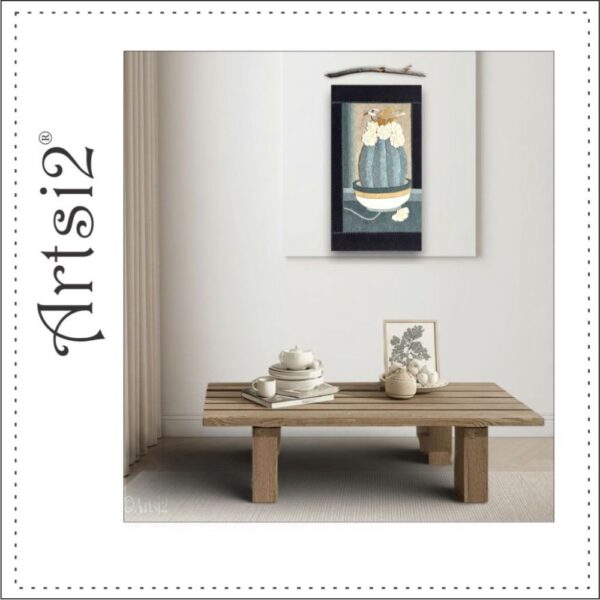 Beautiful Room scene with the Prickly Situation Hand embroidery Hanging on the wall