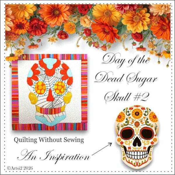 Day of the Dead Sugar Skull #2 quilting without sewing
