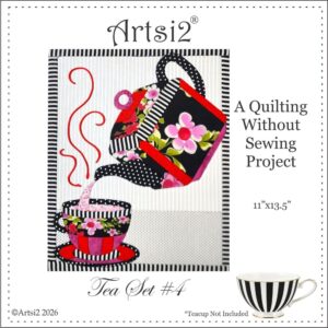 Tea Set #4 Easy Quilting Without Sewing by Artsi2 13.5"X11"