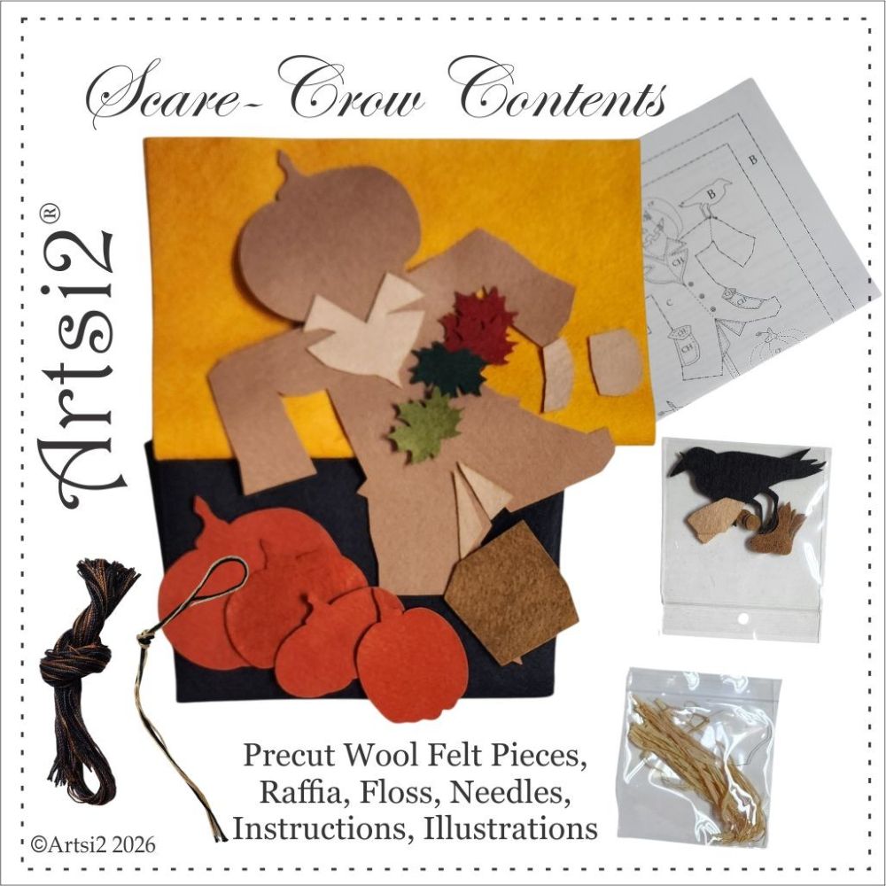 Contents of the Scare-crow Hand Embroidery Kit
