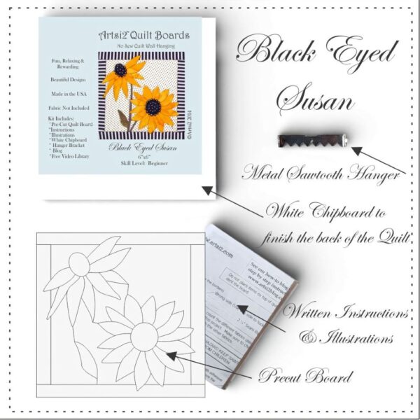 Contents of the Black Eyed Susan Quilting Without Sewing Project