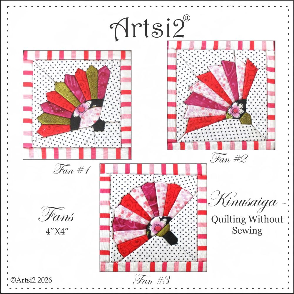 Kinusaiga Craft Kit showing 3 different ornamental fans