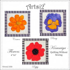4"X4" Flowers Kinusaiga - Quilting Without Sewing
